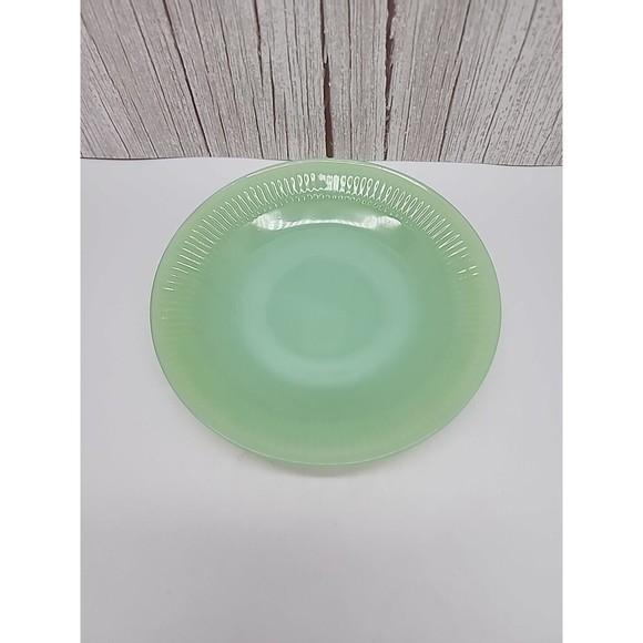 Fire King Jadite Jane Ray Saucer Green Oven Glass Vintage Anchor Hocking Ribbed - Picture 10 of 12